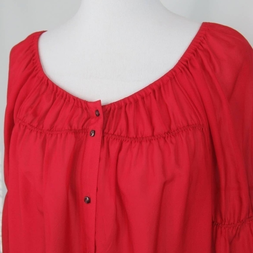 Vanessa Virginia Anthropologie Silk Red Silvi Blouse. Size L. P3/A - Picture 5 of 7